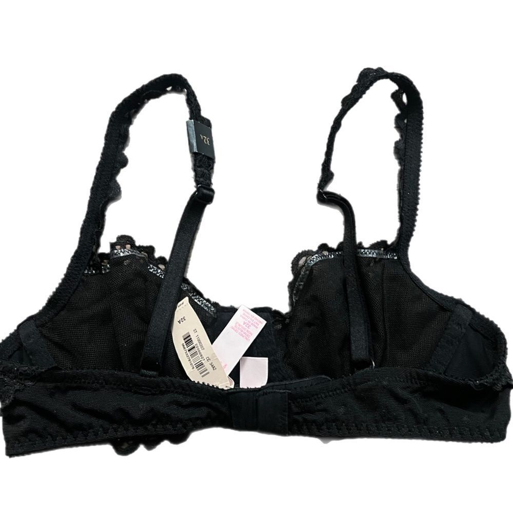 Victoria’s Secret Sexy unlined demi floral lace with mesh bra black 32A - Picture 2 of 2
